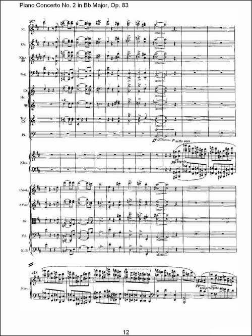 Bb大调钢琴第二协奏曲,-Op.83第二乐章-其他谱
