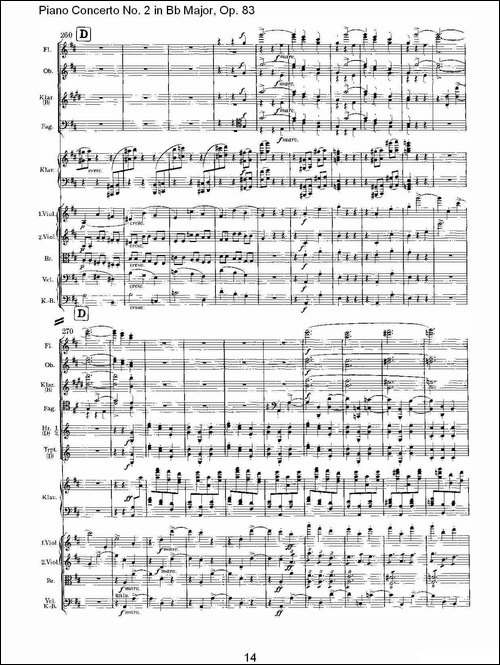 Bb大调钢琴第二协奏曲,-Op.83第二乐章-其他谱
