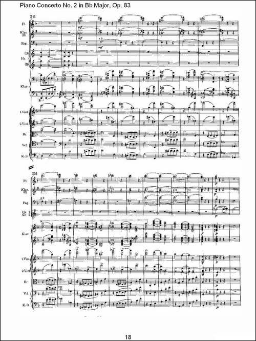 Bb大调钢琴第二协奏曲,-Op.83第二乐章-其他谱