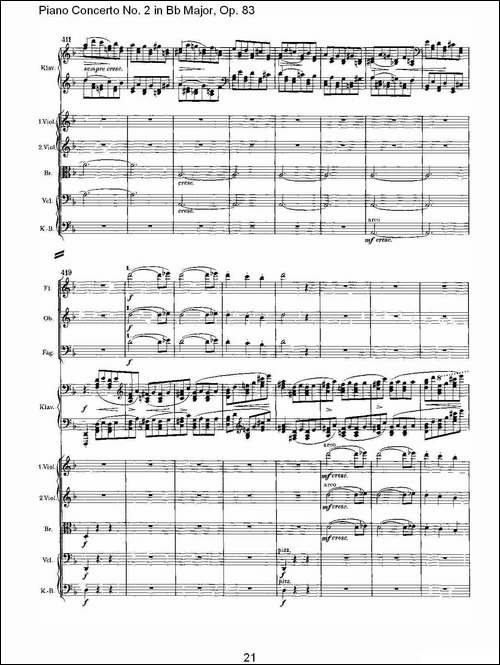 Bb大调钢琴第二协奏曲,-Op.83第二乐章-其他谱