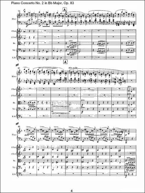 Bb大调钢琴第二协奏曲,-Op.83第二乐章-其他谱
