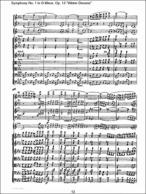 G小调第一交响曲,-Op.13-----冬天的梦幻Op.13第二乐章-其他谱