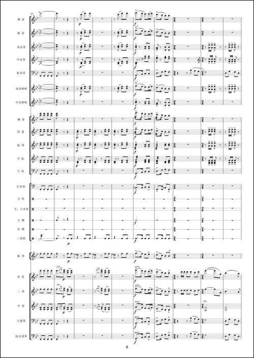 沿着社会主义大道奔前方-影片《青松林》主题曲、交响乐队总谱-其他谱