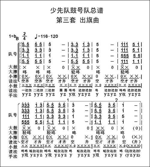 中国少年先锋队鼓号队总谱--第三套-出旗曲-其他谱