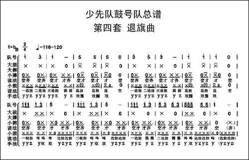 中国少年先锋队鼓号队总谱--第四套-退旗曲-其他谱