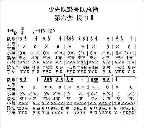 中国少年先锋队鼓号队总谱-第六套-授巾曲-其他谱