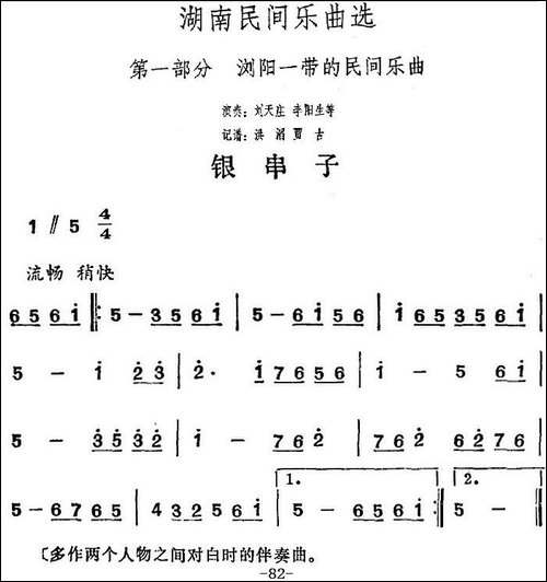 湖南民间乐曲选：银串子-其他谱