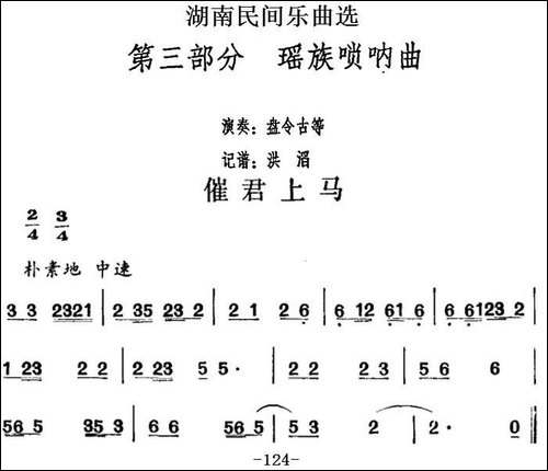 湖南民间乐曲选：催君上马-其他谱
