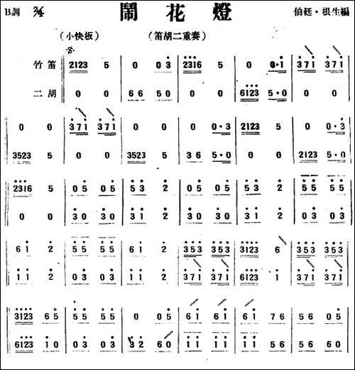 闹花灯-竹笛二胡二重奏-其他谱