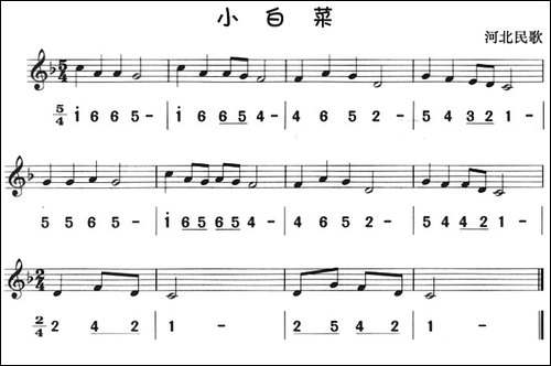 小白菜-八孔竖笛线简谱对照版-其他谱