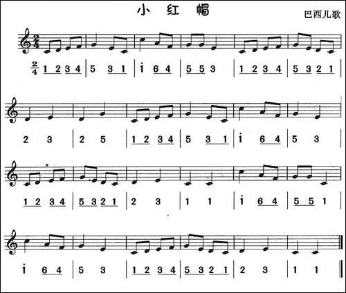 小红帽-八孔竖笛线简谱对照版-其他谱