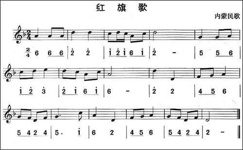 红旗歌-八孔竖笛线简谱对照版-其他谱