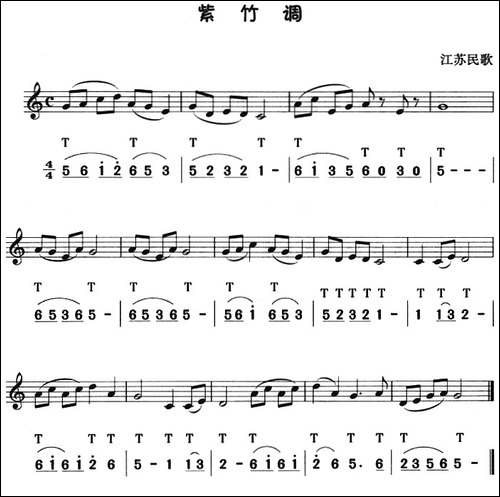 紫竹调-八孔竖笛线简谱对照版-其他谱