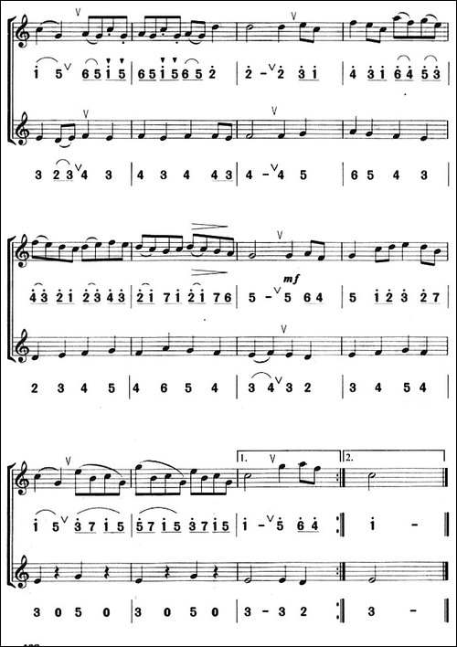 缪赛特风苗舞曲-八孔竖笛线简谱对照版、二重奏-其他谱