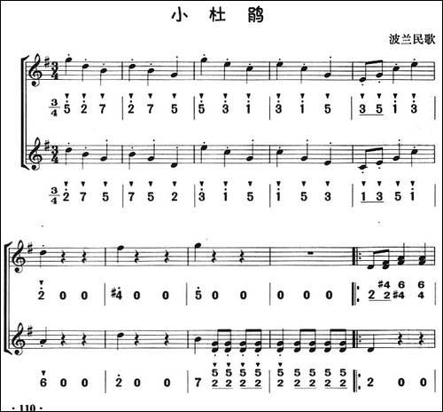 小杜鹃-八孔竖笛线简谱对照版、二重奏-其他谱