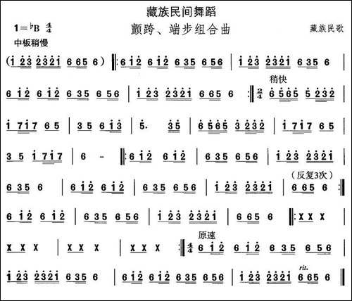 中国民族民间舞曲选-七藏族舞蹈：颤跨、端步组合-其他谱
