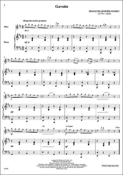 Gavotte-双簧管+钢琴伴奏-其他谱