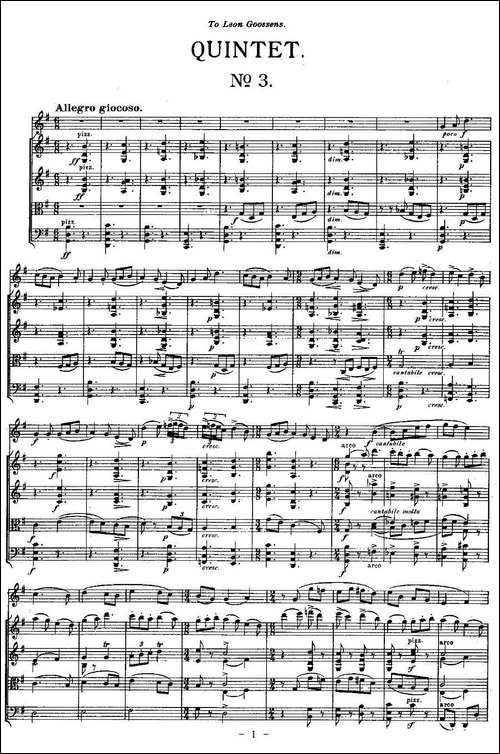 QUINTET.No3.-双簧管+弦乐五重奏第三乐章、总谱-其他谱
