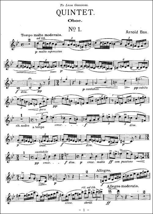 QUINTET.No1.-双簧管+弦乐五重奏、双簧管分谱-其他谱