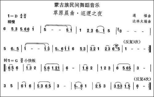 中国民族民间舞曲选--八蒙古族舞蹈：草原晨曲·巡逻之-其他谱