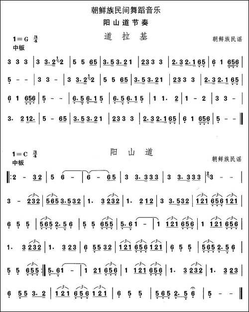 中国民族民间舞曲选-十一朝鲜族舞蹈：阳山道节-其他谱