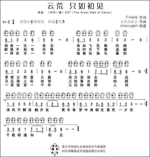 云荒-只如初见-六孔陶笛谱-其他谱