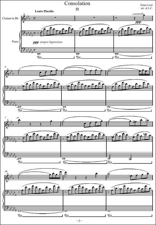 Consolation-No.3--李斯特第三安慰曲-单簧管+钢琴伴奏-其他谱