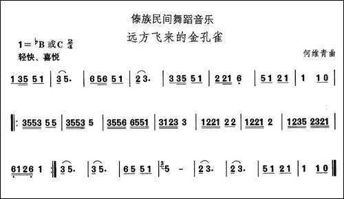 中国民族民间舞曲选-十四、傣族舞蹈：远方飞来的金孔-其他谱