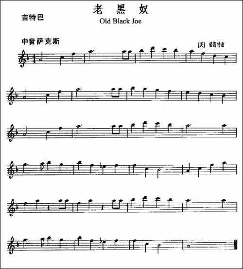 老黑奴-Old-Black-Joe-吉他谱
