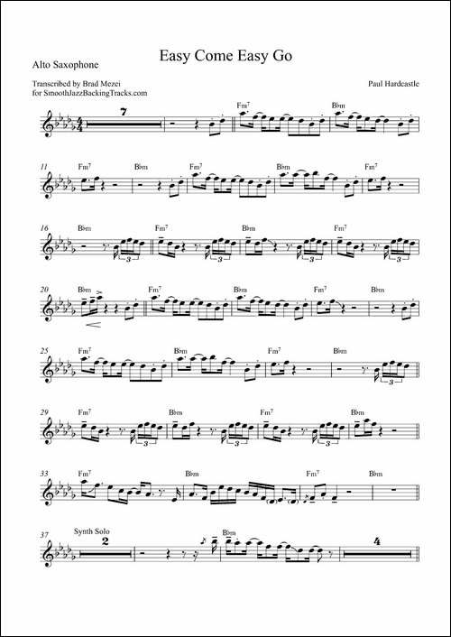 Easy-Come-Easy-Go-中音萨克斯-萨克斯谱