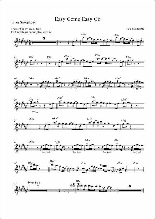 Easy-Come-Easy-Go-次中音萨克斯-萨克斯谱