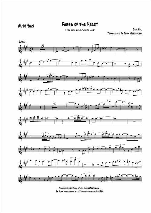 Faces-Of-The-Heart-中音萨克斯-萨克斯谱