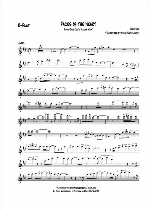 Faces-Of-he-Heart-次中音萨克斯-baryton-上低音萨克斯-萨克斯谱