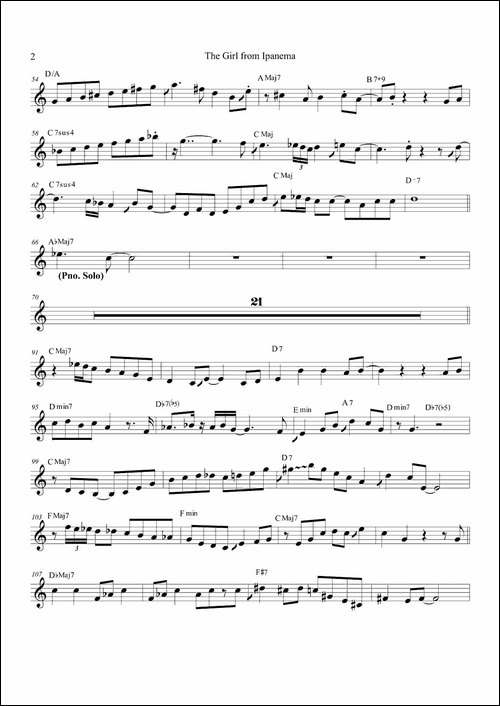 The-Girl-FromIpanema-中音萨克斯-萨克斯谱