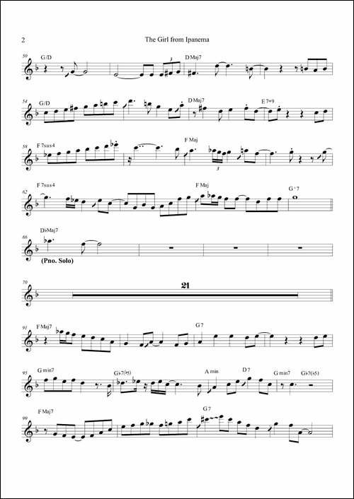Girl-FromIpanema-次中音萨克斯-萨克斯谱