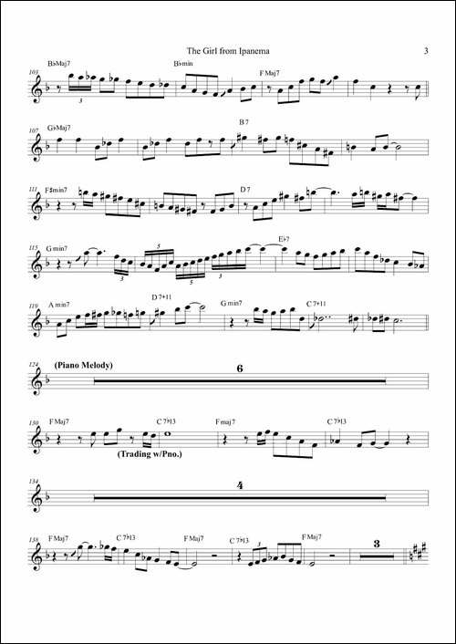 Girl-FromIpanema-次中音萨克斯-萨克斯谱
