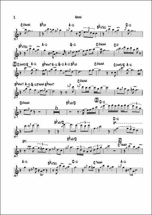 Grace-次中音萨克斯-萨克斯谱