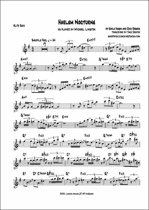 Harlem-Nocturne-中音萨克斯-萨克斯谱