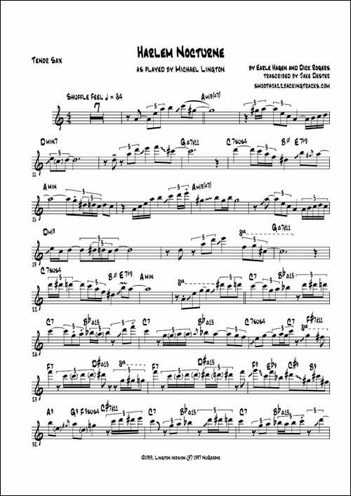 Harlem-Nocturne-次中音萨克斯-萨克斯谱