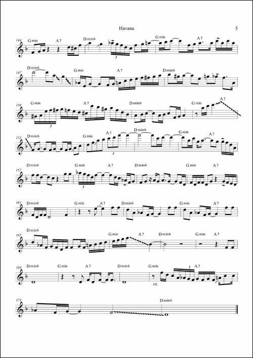 Havana-高音萨克斯次中音萨克斯-8vb-萨克斯谱