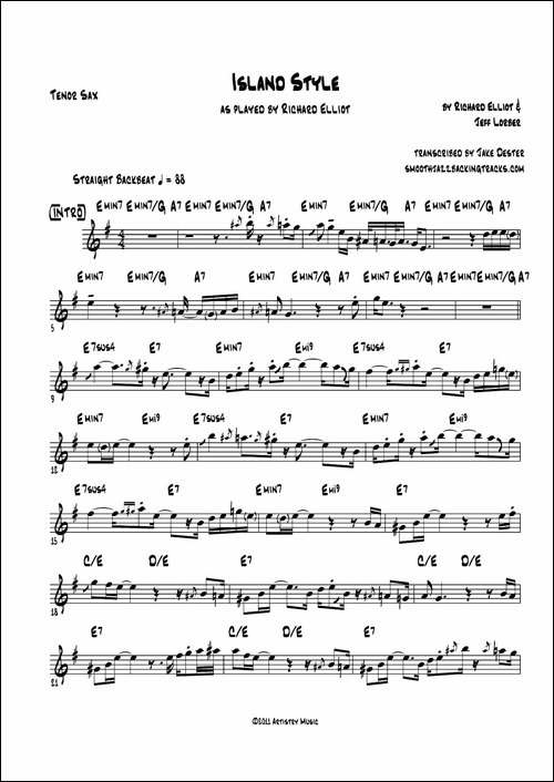 Island-Stlye-次中音萨克斯-萨克斯谱