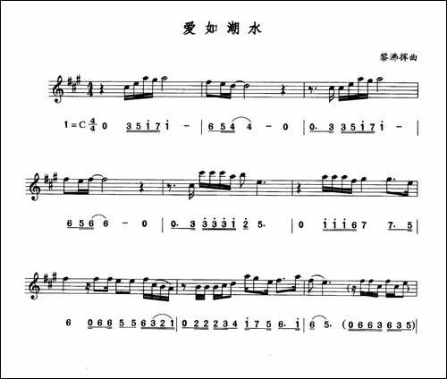 爱如潮水-线简谱对照版-萨克斯谱