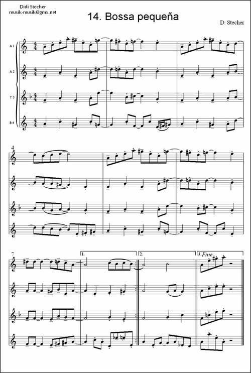 Bossa-peque-四重奏-萨克斯谱