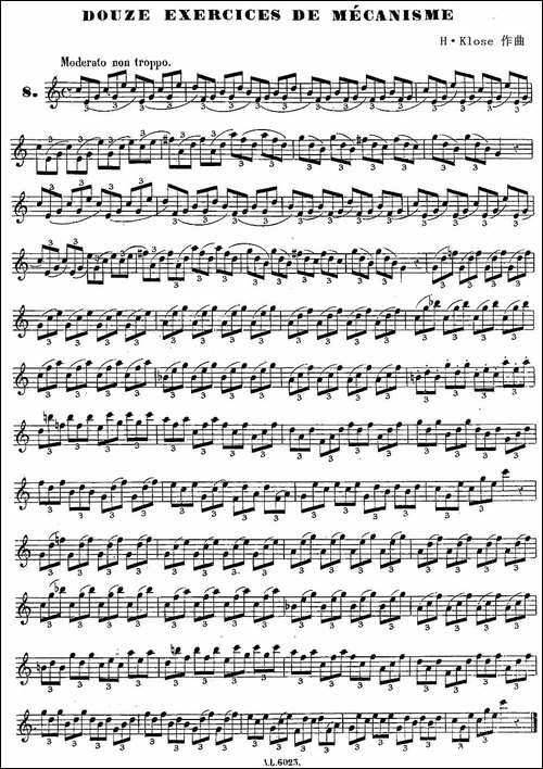H·Klose练习曲-douze-exercices-de-mecanisme—8-萨克斯谱