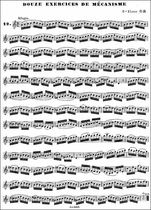 H·Klose练习曲-douze-exercices-de-mecanisme—12-萨克斯谱