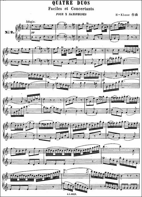H·Klose练习曲-Quatre-Duos-Faciles-et-Concertants-Pour-2-Saxophones—No-萨克斯谱