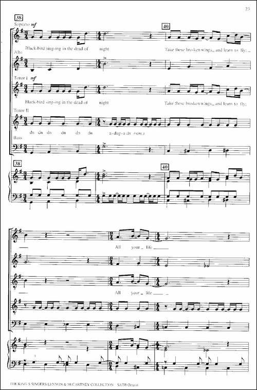 Blackbird-四重奏+钢琴伴奏-萨克斯谱