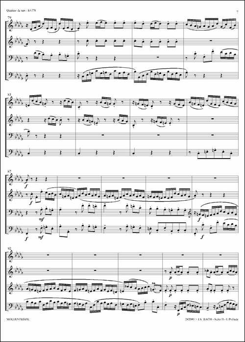 Suite-anglaise-No-2,BWV-807-法国组曲之二·前奏曲-四重奏总谱-萨克斯谱