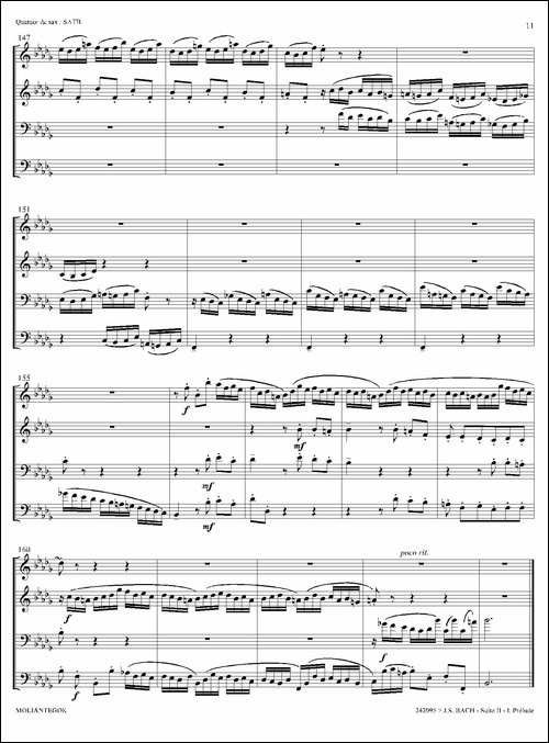 Suite-anglaise-No-2,BWV-807-法国组曲之二·前奏曲-四重奏总谱-萨克斯谱