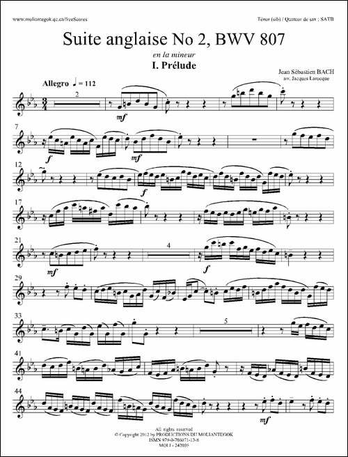 Suite-anglaise-No-2,BWV-807-法国组曲之二·前奏曲-次中音萨克斯分谱-萨克斯谱